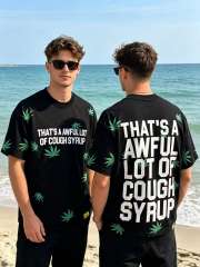 Cough Syrup Scattered Leaf All Over Print Front Small Slogan Back Big Stacked Text Tee 2 colors 29288645