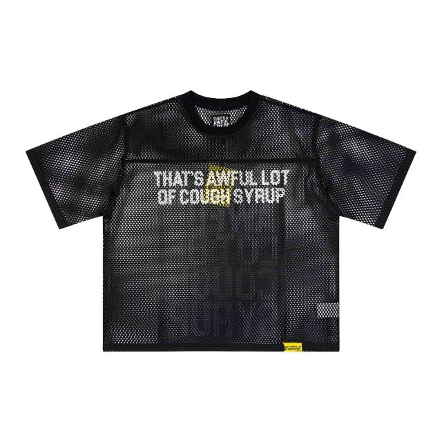 Cough Syrup Retro Sport Streetwear Available Front Simple Block Typography Back Large Stacked Letter Print Cropped Mesh Jersey T-Shirt 4 colors 29345315