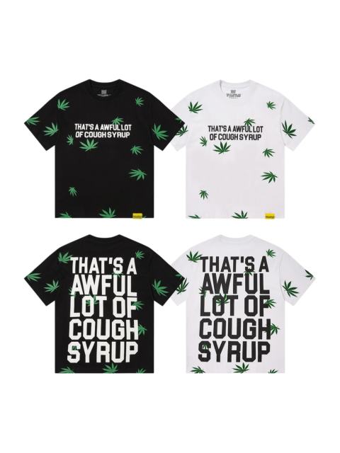 Cough Syrup Scattered Leaf All Over Print Front Small Slogan Back Big Stacked Text Tee 2 colors 29288645