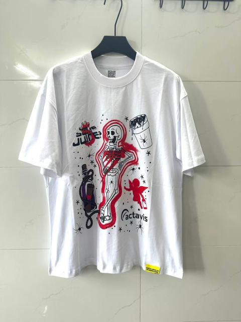 Cough Syrup Red Neon Outline Skeleton Cupid Angel Actavis Cough Syrup Bottle Spider Multi Element Combo Graphic Tee 29303909