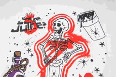Cough Syrup Red Neon Outline Skeleton Cupid Angel Actavis Cough Syrup Bottle Spider Multi Element Combo Graphic Tee 29303909