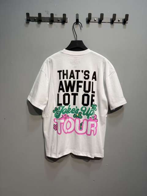 Cough Syrup Jokes Up Tour Daisy Floral Double Sided Letter Print Oversized Tee 2 colors 29288637