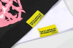 Cough Syrup Horror Teeth Portrait Print Back Irregular Flame Circle Demon Logo Double Sided Print Tee 2 colors 29304000