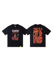 Cough Syrup Red Hue Grim Reaper Group Portrait Gothic Death Letter Front Large Orange Bold Block Slogan Print Tee 29303887