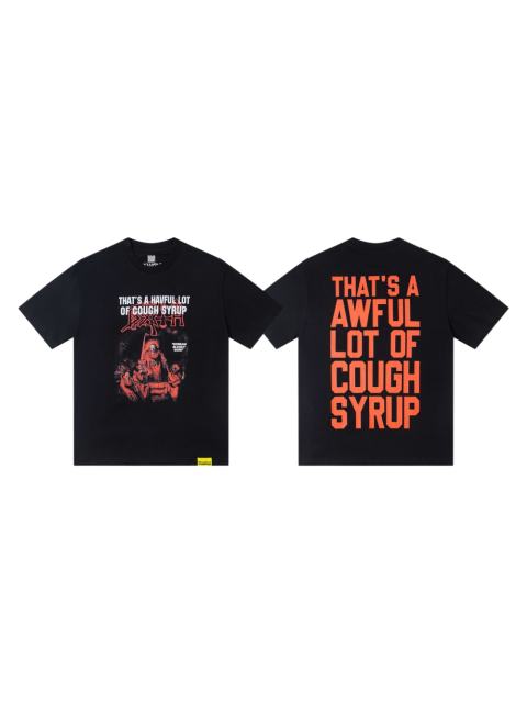 Cough Syrup Red Hue Grim Reaper Group Portrait Gothic Death Letter Front Large Orange Bold Block Slogan Print Tee 29303887