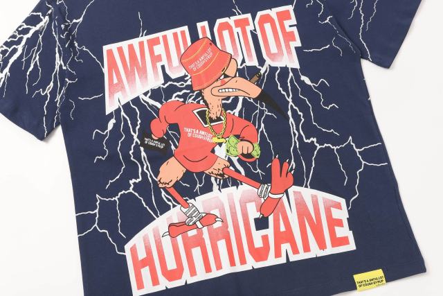 Cough Syrup Full Sleeve White Lightning Hurricane Cartoon Bird Front Gradient Stacked Full Slogan Print Tee 2 colors 29290161