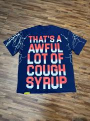 Cough Syrup Full Sleeve White Lightning Hurricane Cartoon Bird Front Gradient Stacked Full Slogan Print Tee 2 colors 29290161