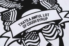 Cough Syrup Bald Eagle American Flag Feather Banner Hip Hop Portrait Front Large Bold Red Block Letter Tee 29303913