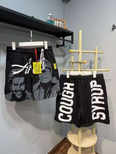 Hip Hop Portrait Graphic Cough Syrup Letter Print Drawstring Casual Street Sweat Shorts 11 colors 29288610
