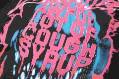 Cough Syrup Horror Teeth Portrait Print Back Irregular Flame Circle Demon Logo Double Sided Print Tee 2 colors 29304000