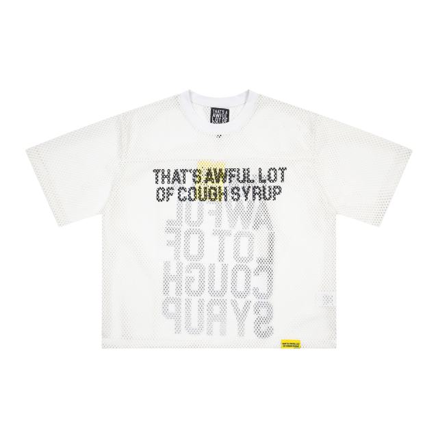 Cough Syrup Retro Sport Streetwear Available Front Simple Block Typography Back Large Stacked Letter Print Cropped Mesh Jersey T-Shirt 4 colors 29345315