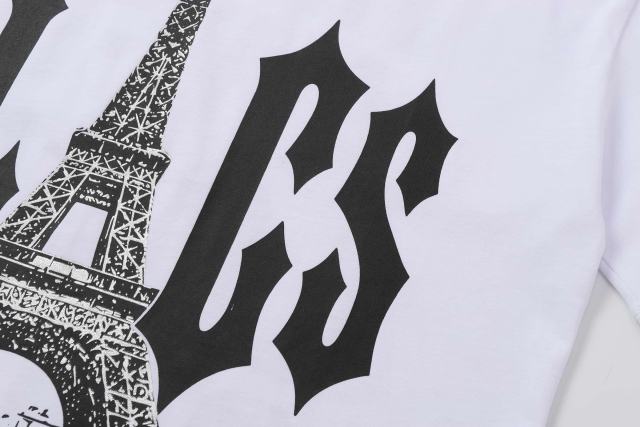 Cough Syrup Sketch Texture Eiffel Tower ALCS Gothic Letter Front Embedded Tower Stacked Slogan Tee 2 colors 29290147
