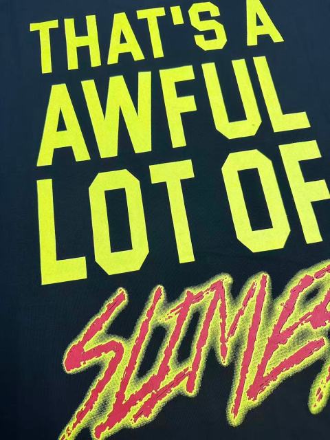 Cough Syrup Halo Snake Graffiti Front Two Layer Typography Bright Yellow Bold Block Letter Slimes Script Print Tee 29303916