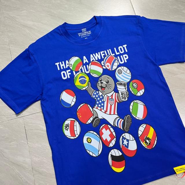 Cough Syrup Cartoon Streetwear Front Cute Us Jersey Sea Lion Multinational Country Flag Football Ball Slogan Print T-Shirt 4 colors 29343108