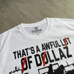 Cough Syrup 0s Grunge Hip Hop Streetwear Solid White Brick Wall Background Cartoon Face Graffiti Red Strike Through Text T-Shirt 29344169