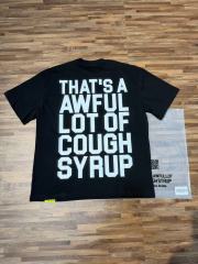 Cough Syrup Vintage Hip Hop Portrait Lightning Background Letter Print Front Bold Stacked Full Slogan Tee 29302082