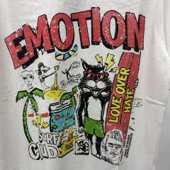 Mixed Emotion Beach Cartoon Cat Graffiti Surf Print T-shirt 29370503