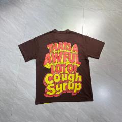 Cough Syrup West Coast Casual Fashion Chocolate Brown Laid Back Leprechaun Mascot Pour Syrup Graffiti Bubble Font Print T-Shirt 29344165