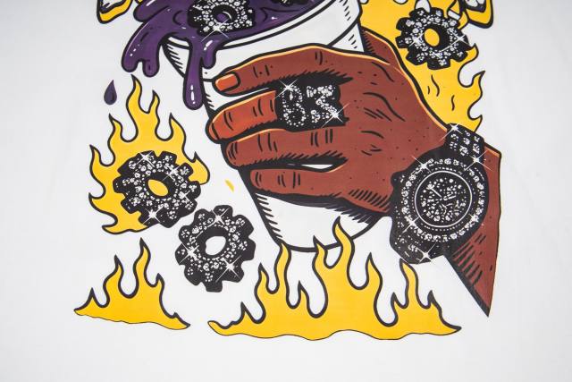Cough Syrup Grunge Streetwear Mechanic Hand Cup Gear Flame Gothic Letter Print Back Stacked 3D Outline Gearshifters Slogan Graphic Oversized T-Shirt 2 colors 29343893