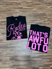Cough Syrup Pink Line Rodeo Cowboy Cactus Club EST 2018 Front Bold Stacked Letter Tee 29290090