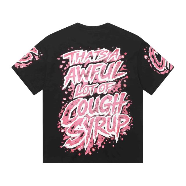 Cough Syrup Pink Splatter Graffiti Cup Front Back Double Sided Print Tee 2 colors 29290023