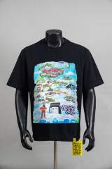 Cough Syrup West Coast Hip Hop Streetwear Front Rolling Loud City Map Landmark Character Multicolor Cartoon Illustration Print Back Green Outline Flame Wavy Oversized T-Shirt 29343931