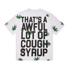 Cough Syrup Scattered Leaf All Over Print Front Small Slogan Back Big Stacked Text Tee 2 colors 29288645