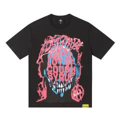 Cough Syrup Horror Teeth Portrait Print Back Irregular Flame Circle Demon Logo Double Sided Print Tee 2 colors 29304000