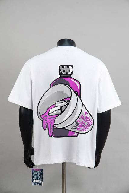 Cough Syrup Minimal Hip Hop Streetwear Front Purple Block Letter Back Dripping Purple Syrup Bottle Cup Cartoon Graphic Oversized T-Shirt 29343927