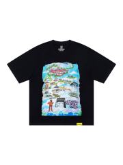 Cough Syrup West Coast Hip Hop Streetwear Front Rolling Loud City Map Landmark Character Multicolor Cartoon Illustration Print Back Green Outline Flame Wavy Oversized T-Shirt 29343931