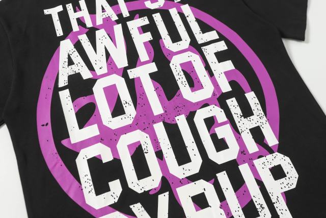 Cough Syrup Pink Graffiti Typography Dual Line Front Circular Frame Grunge Text Print Tee 2 colors 29303963