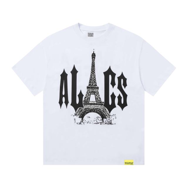 Cough Syrup Sketch Texture Eiffel Tower ALCS Gothic Letter Front Embedded Tower Stacked Slogan Tee 2 colors 29290147