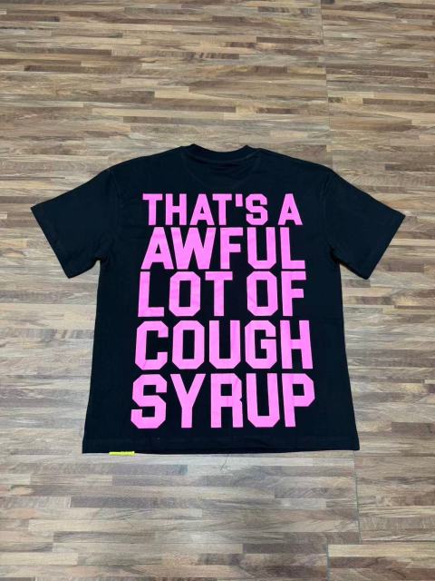 Cough Syrup Pink Line Rodeo Cowboy Cactus Club EST 2018 Front Bold Stacked Letter Tee 29290090