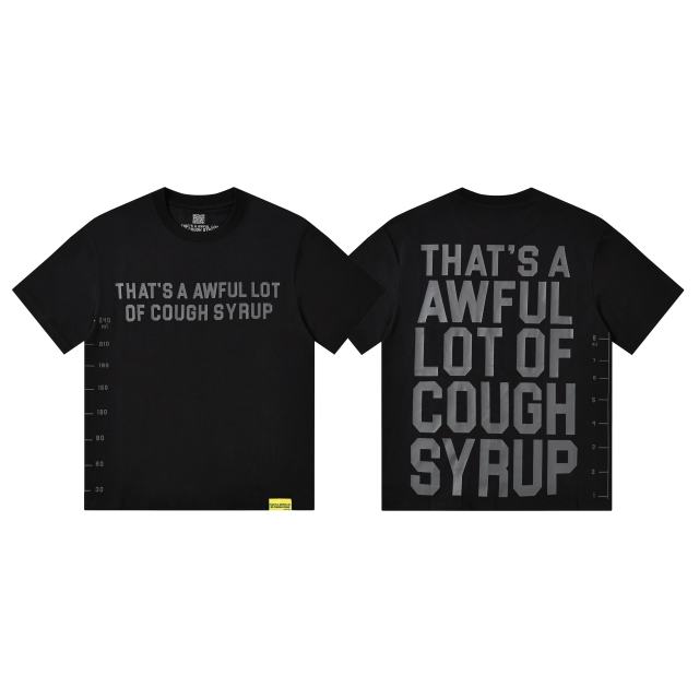 Cough Syrup Minimal Street Small Front Slogan Side Ruler Scale Print Large Stacked Bold Letter Back Tee 5 colors 29302154