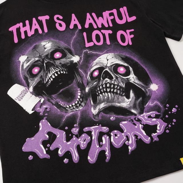 Cough Syrup Two Purple Eye Skull Lightning Front Snake Ring Background Dripping Graffiti Text Print Tee 2 colors 29290122