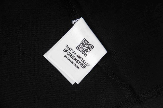 Cough Syrup Red Hue Grim Reaper Group Portrait Gothic Death Letter Front Large Orange Bold Block Slogan Print Tee 29303887