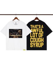 Cough Syrup Pop Hip Hop Streetwear Front Cartoon Characters Last Supper Oil Painting Back Large Bold Yellow Block Letter Print T-Shirt 2 colors 29345276