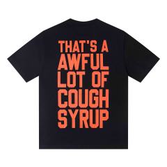 Cough Syrup Red Hue Grim Reaper Group Portrait Gothic Death Letter Front Large Orange Bold Block Slogan Print Tee 29303887