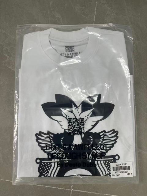 Cough Syrup Bald Eagle American Flag Feather Banner Hip Hop Portrait Front Large Bold Red Block Letter Tee 29303913
