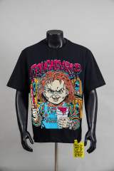 Cough Syrup Horror Hip Hop Streetwear Front Chucky Doll Knife Syrup Cup Drip Graffiti Letter Cartoon Print Oversized T-Shirt 29344001