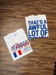 Cough Syrup Eiffel Tower France Flag Travel Stamp Graphic Front Large Bold Blue Stacked Letter Tee 2 colors 29290156