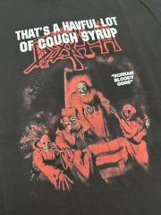 Cough Syrup Red Hue Grim Reaper Group Portrait Gothic Death Letter Front Large Orange Bold Block Slogan Print Tee 29303887