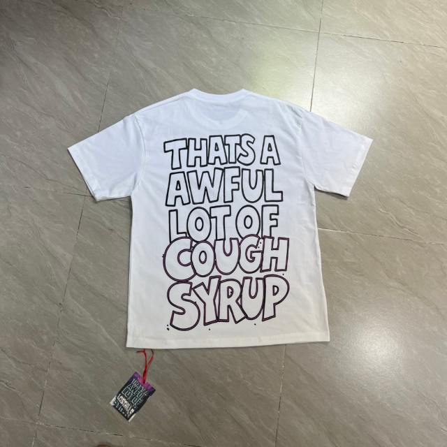 Cough Syrup Retro Cartoon Streetwear Bright White Tone Hip Hop Rooster Character Syrup Bottle Splashing Liquid Vintage Graffiti Art Print T-Shirt 29344157