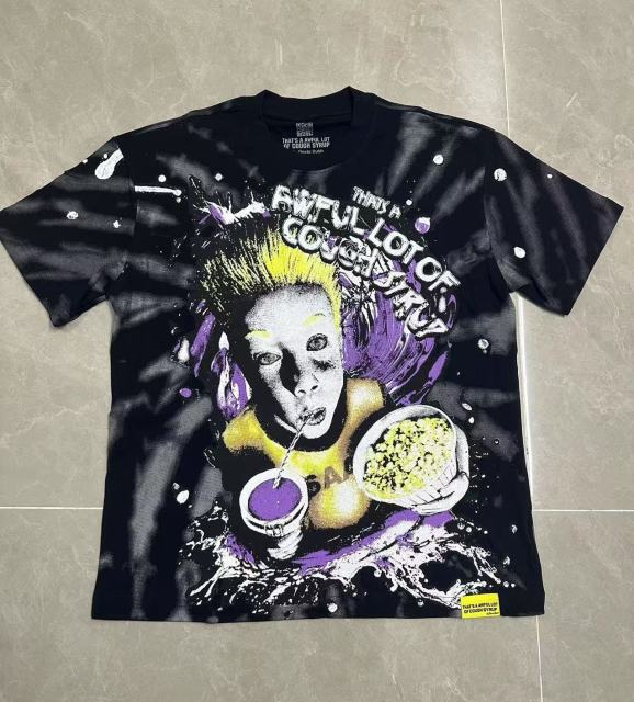 Cough Syrup Trippy Purple Liquid Splash Vortex Graphic Two Sided Print Black Spiral Tie Dye Unisex Tee 29303783