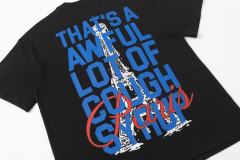 Cough Syrup Eiffel Tower France Flag Travel Stamp Graphic Front Large Bold Blue Stacked Letter Tee 2 colors 29290156