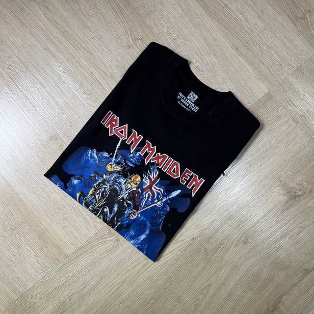 Cough Syrup Heavy Metal Rock Streetwear Front Iron Maiden Skeleton Warrior Horse Battle Scene Band Logo Print T-Shirt 29345277