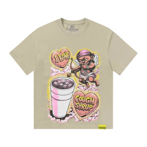 Cough Syrup Comic Cupid Heart Element Front Back Drip Text Slogan Printed Tee 29290026