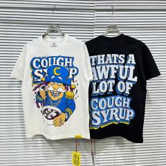Cough Syrup Cartoon Hip Hop Streetwear Front Captain Character Pouring Purple Syrup Bowl Bottle Chain 3D Outline Letter Graphic Oversized T-Shirt 2 colors 29344019