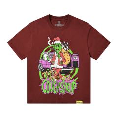 Cough Syrup Christmas Hip Hop Cartoon Grinch Lowrider Car Graphic Front Bubble Outline Stacked Slogan Tee 2 colors 29302084