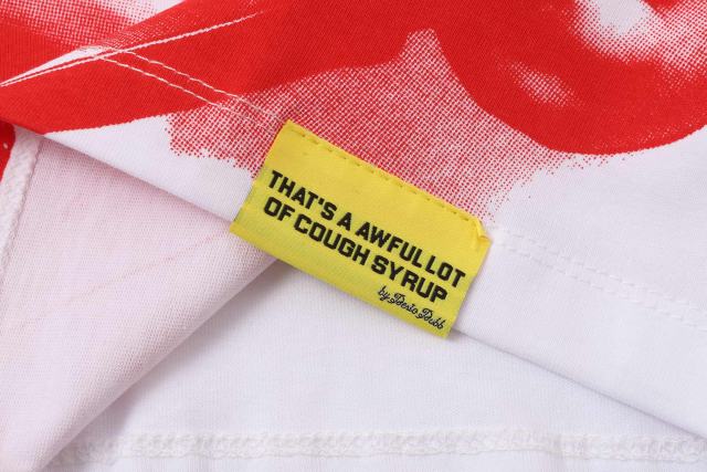 Cough Syrup Sketch Cupid Angel Tattoo Detail Front Gothic Stacked Cursive Slogan Back Tee 4 colors 29290017